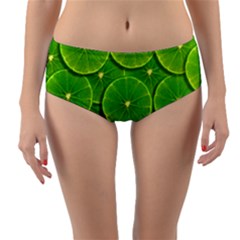 Lime Textures Macro, Tropical Fruits, Citrus Fruits, Green Lemon Texture Reversible Mid-waist Bikini Bottoms by nateshop
