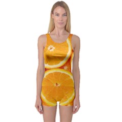 Oranges Textures, Close-up, Tropical Fruits, Citrus Fruits, Fruits One Piece Boyleg Swimsuit