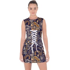 Paisley Texture, Floral Ornament Texture Lace Up Front Bodycon Dress by nateshop