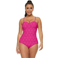 Pink Pattern, Abstract, Background, Bright, Desenho Retro Full Coverage Swimsuit