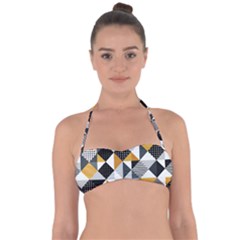 Pattern Tile Squares Triangles Seamless Geometry Tie Back Bikini Top by Maspions