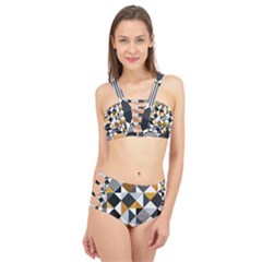 Pattern Tile Squares Triangles Seamless Geometry Cage Up Bikini Set by Maspions