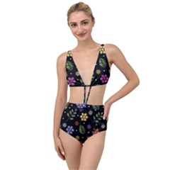 Embroidery Seamless Pattern With Flowers Tied Up Two Piece Swimsuit by Apen