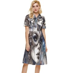 Woman In Space Button Top Knee Length Dress by CKArtCreations