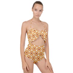 Pattern Shape Design Art Drawing Scallop Top Cut Out Swimsuit
