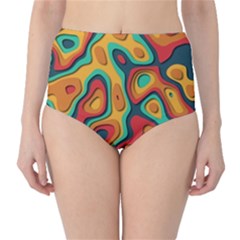 Paper Cut Abstract Pattern Classic High-waist Bikini Bottoms
