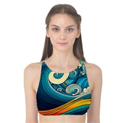 Waves Ocean Sea Abstract Whimsical Art Tank Bikini Top