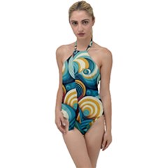 Wave Waves Ocean Sea Abstract Whimsical Go With The Flow One Piece Swimsuit