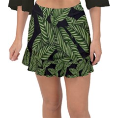 Background Pattern Leaves Texture Fishtail Mini Chiffon Skirt