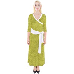 Stylized Botanic Print Quarter Sleeve Wrap Maxi Dress