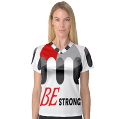Be Strong  V-neck Sport Mesh T-shirt