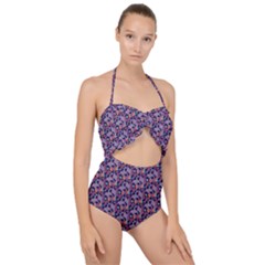 Trippy Cool Pattern Scallop Top Cut Out Swimsuit