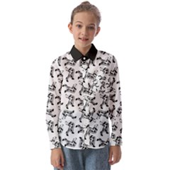Erotic Pants Motif Black And White Graphic Pattern Black Backgrond Kids  Long Sleeve Shirt by dflcprintsclothing
