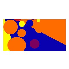 Blue And Orange Dots Satin Shawl by Valentinaart