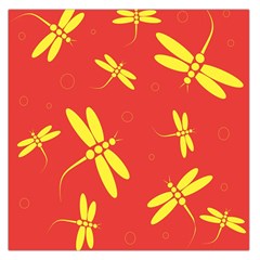 Red And Yellow Dragonflies Pattern Large Satin Scarf (square) by Valentinaart