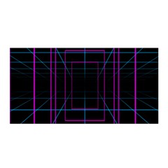 Retro Neon Grid Squares And Circle Pop Loop Motion Background Plaid Purple Satin Wrap by Mariart