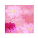 Cosmos Flower Floral Sunflower Star Pink Frame Small Satin Scarf (Square) Front