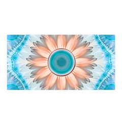 Clean And Pure Turquoise And White Fractal Flower Satin Wrap by jayaprime