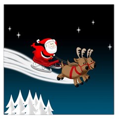Christmas Reindeer Santa Claus Snow Star Blue Sky Large Satin Scarf (square) by Alisyart