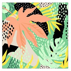 Abstract Seamless Pattern With Tropical Leaves Hand Draw Texture Vector Large Satin Scarf (square) by Vaneshart