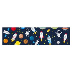 Big Set Cute Astronauts Space Planets Stars Aliens Rockets Ufo Constellations Satellite Moon Rover V Satin Scarf (oblong) by Nexatart