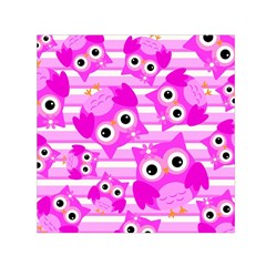 Pink Owl Pattern Background Small Satin Scarf (square) by Vaneshart