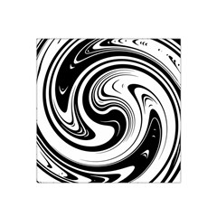 Black And White Swirl Spiral Swoosh Pattern Satin Bandana Scarf by SpinnyChairDesigns