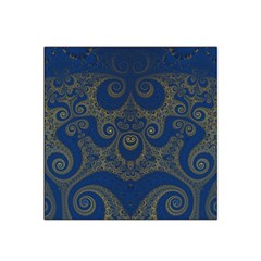 Navy Blue And Gold Swirls Satin Bandana Scarf by SpinnyChairDesigns