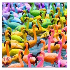 Rainbow Flamingos Large Satin Scarf (square) by Sparkle