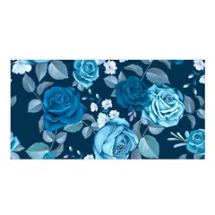 Blue Floral Print  Satin Shawl by designsbymallika