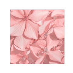 Coral Colored Hortensias Floral Photo Small Satin Scarf (square) by dflcprintsclothing