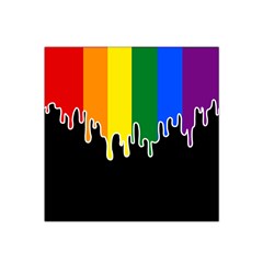 Gay Pride Flag Rainbow Drip On Black Blank Black For Designs Satin Bandana Scarf by VernenInk