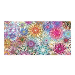 Psychedelic Flowers Yellow Abstract Psicodelia Satin Wrap 35  X 70  by Modalart