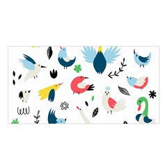 Vector Set Isolates With Cute Birds Scandinavian Style Satin Shawl 45  X 80  by Apen