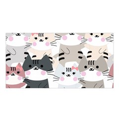 Cute Cat Couple Seamless Pattern Cartoon Satin Shawl 45  X 80 